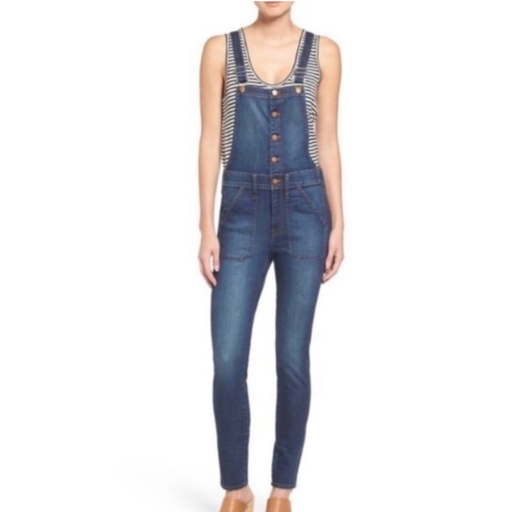 Madewell Skinny Denim Overalls Dark‎ Wash Blue Size XXS